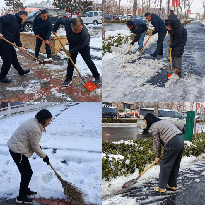 縣委老干部局黨員干部發(fā)揮先鋒模范作用，掃雪除冰護安全