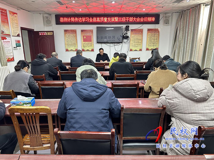 縣統(tǒng)計局傳達學習全縣高質(zhì)量發(fā)展暨三級干部大會會議精神